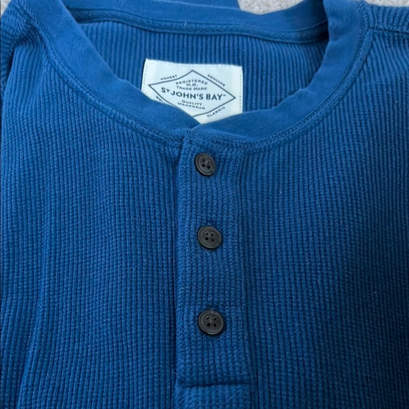 Men's Blue Henley Shirt - Picture 3 of 3